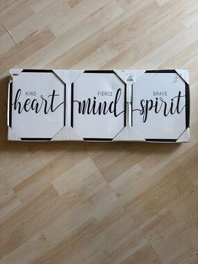 Kind Heart Fierce Mind Brave Spirit Wall Art - Black and White set of 3